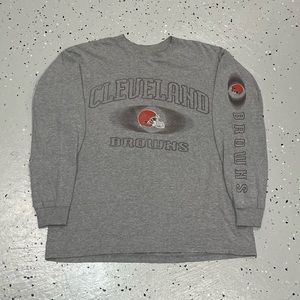 Vintage Y2k Cleveland Browns True Fan Long Sleeve Shirt Mens Large Grey NFL